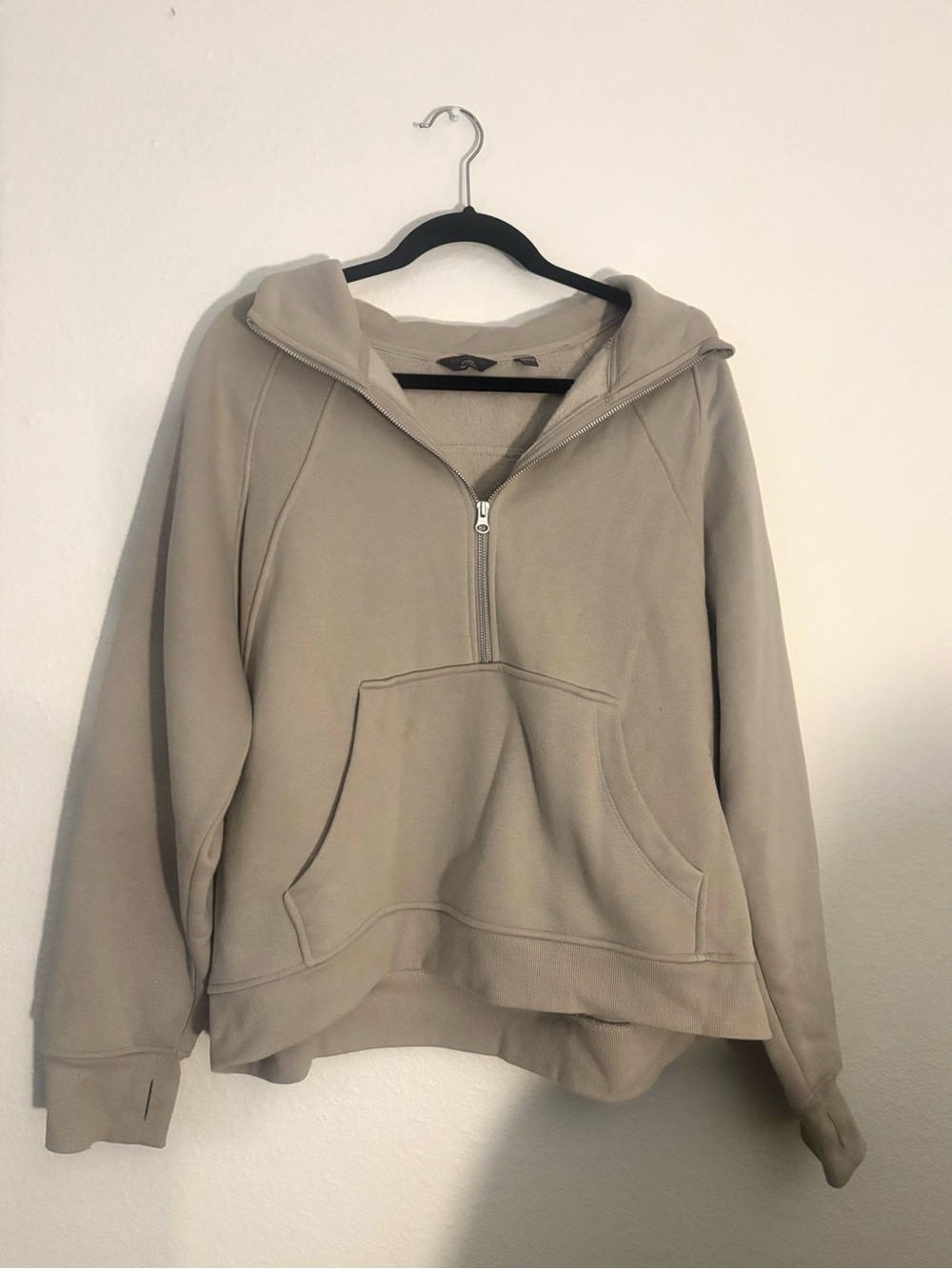 Danskin Cozy Half Zip Fleece Pullover Beige Taupe XXL Cropped